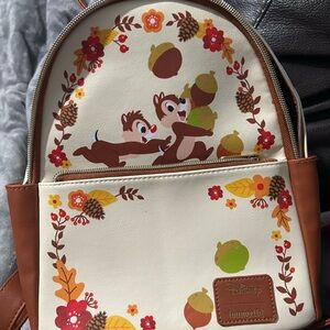 Disney Cream Backpack with Acorn and Floral Design